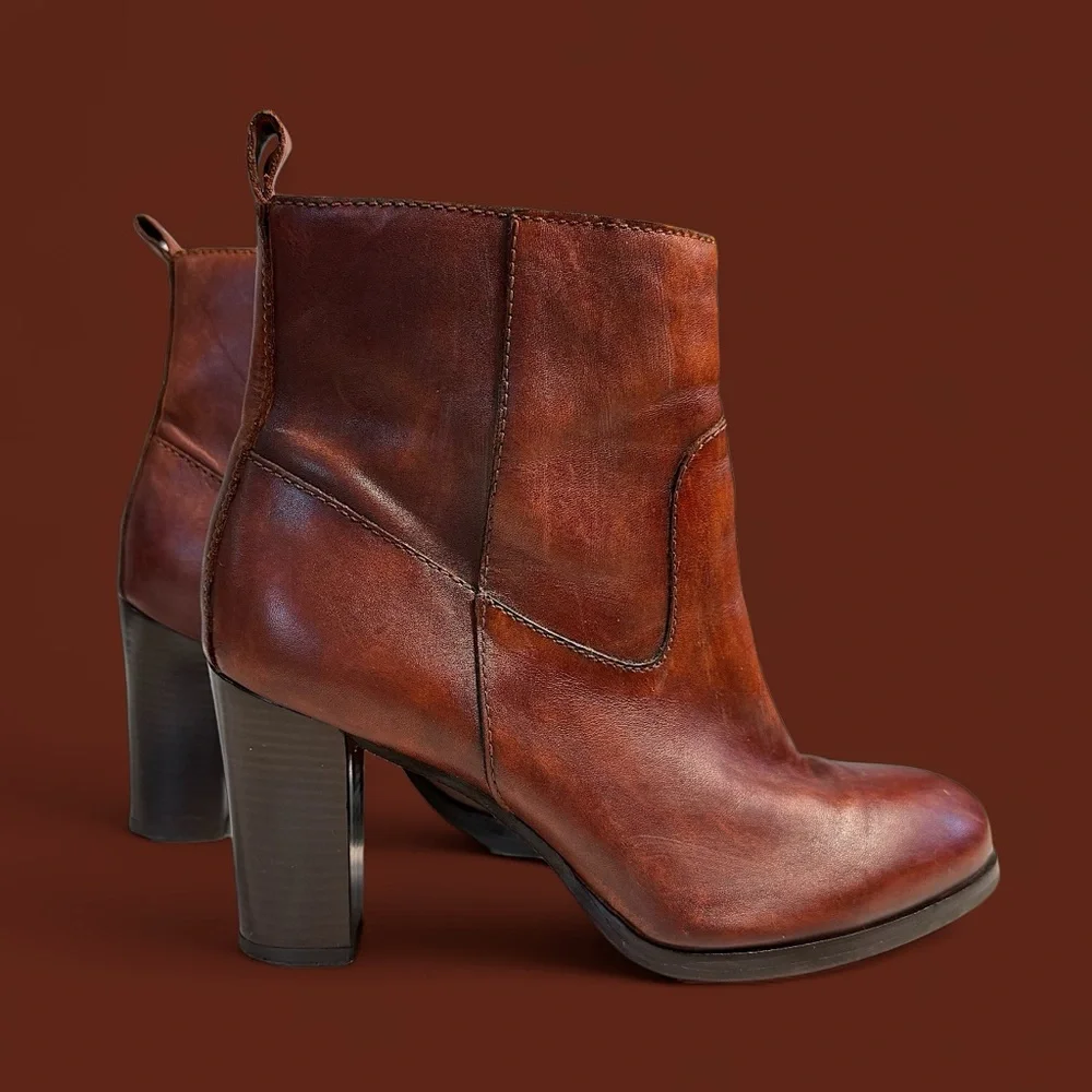 Cole Haan Chestnut Leather Heeled Boots - Picture 8 of 8